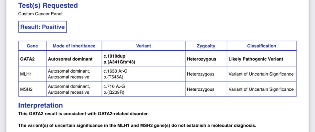 genetic testing results