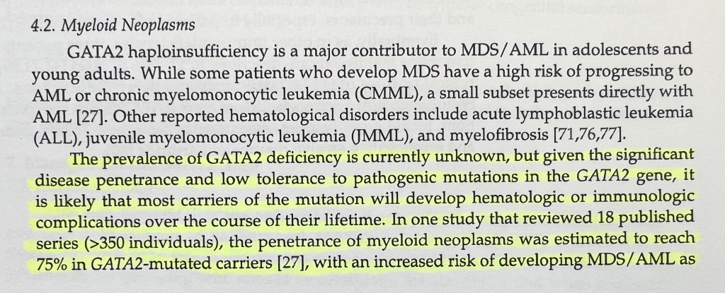 progression of GATA2 deficiency