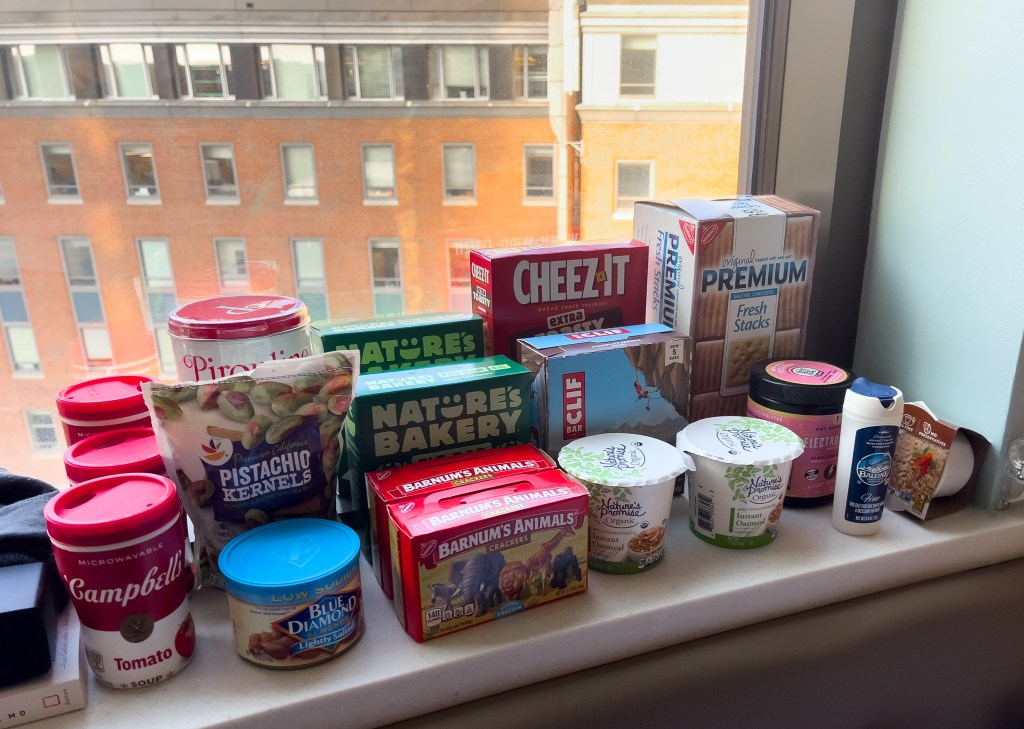 snack collection on windowsill