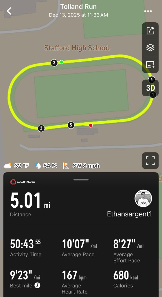 5.01 mile run data