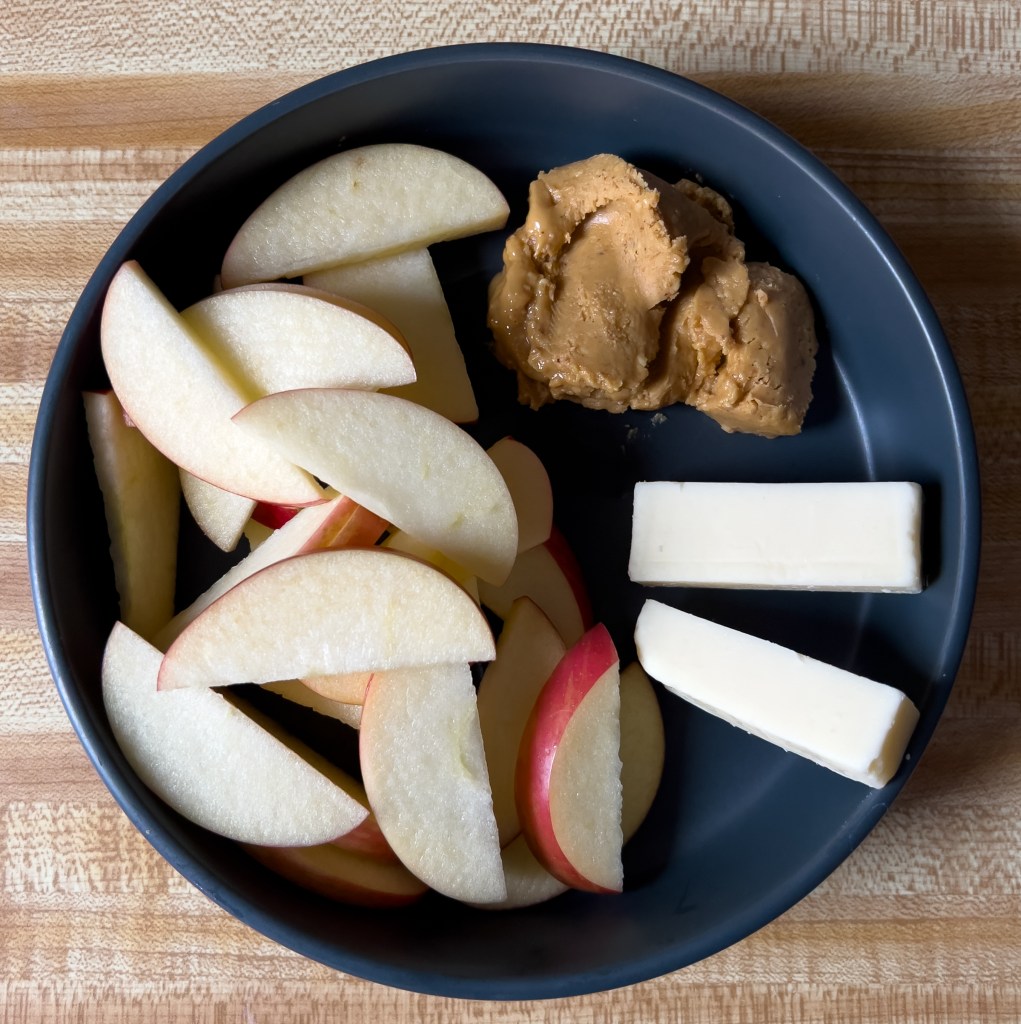 apples, peanut butter, and cheese