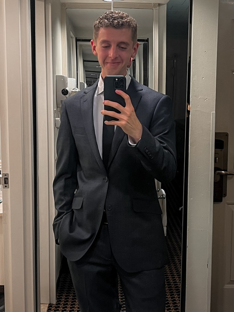 Author in wedding attire