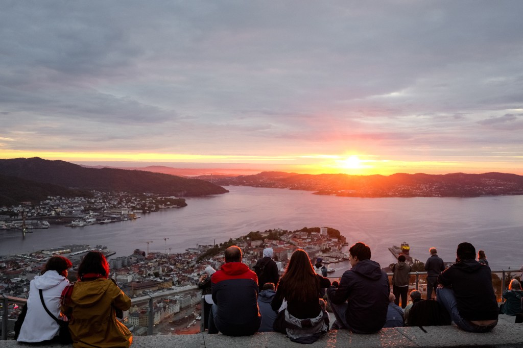Bergen Norway sunset at viewpoint